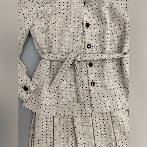 Vintage 70’s Deadstock Handmade Matching Set Dress & Belted Jacket Polka Dot - Picture 2 of 14